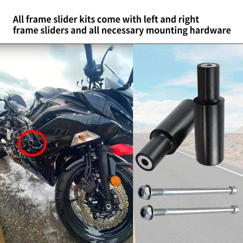 Vanshly Black No Cut Frame Sliders Fits Kawasaki Ninja 650 Z650 Z 650 KRT EX650 EX 2017 2018 2019 2020 2021 2022 2023 Fits ABS & NON ABS Models - 750-4519 - Image 4